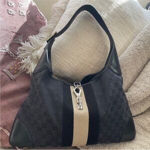 Gucci Black and Cream Hobo Bag